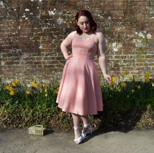 Voodoo vixen "sweet violet" pink flower spaghetti strap midi dress